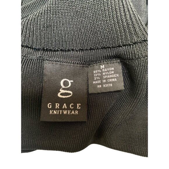 Grace Knitwear Sleeveless Turtleneck Sweater Vest M Black & White Stripes - Picture 4 of 4